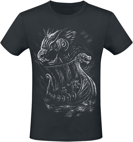 T-Shirt Manches courtes  de Axel Hermann - Viking Ship - S à 5XL - pour Homme - noir - Axel Hermann