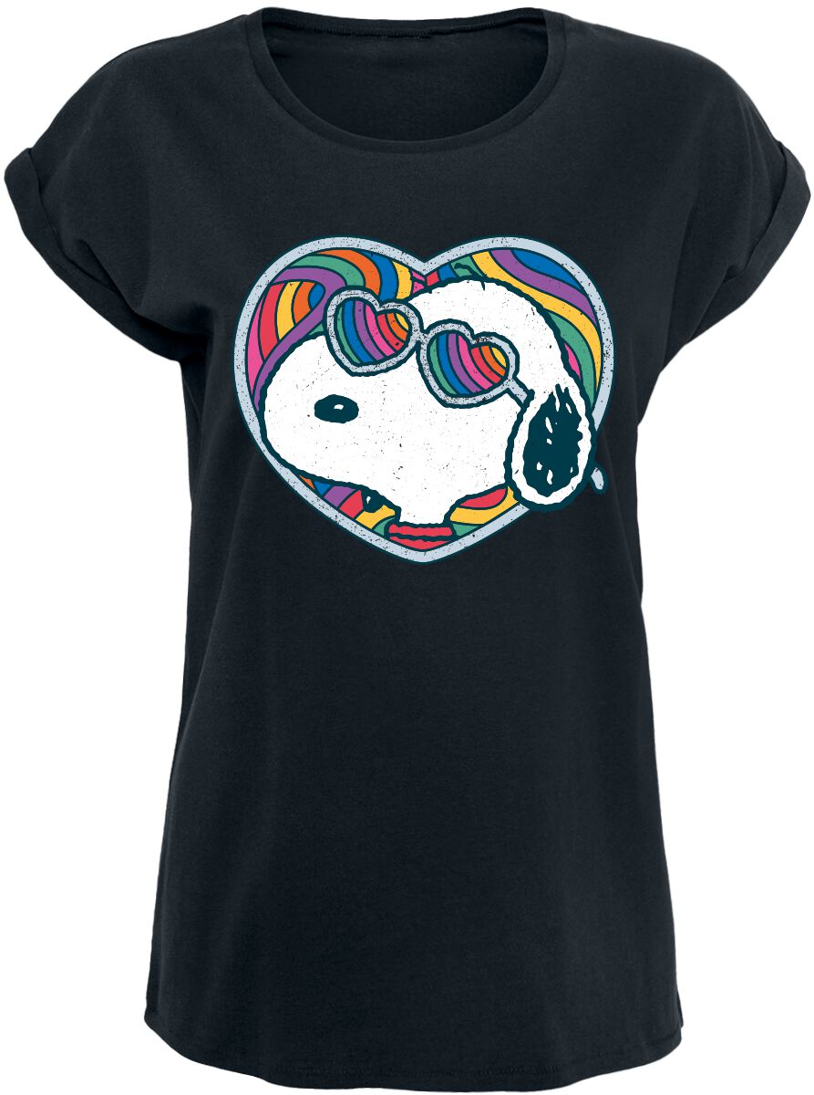 T-Shirt Manches courtes  de Snoopy - Snoopy - Rainbow Heart - S à XXL - pour Femme - noir - Snoopy