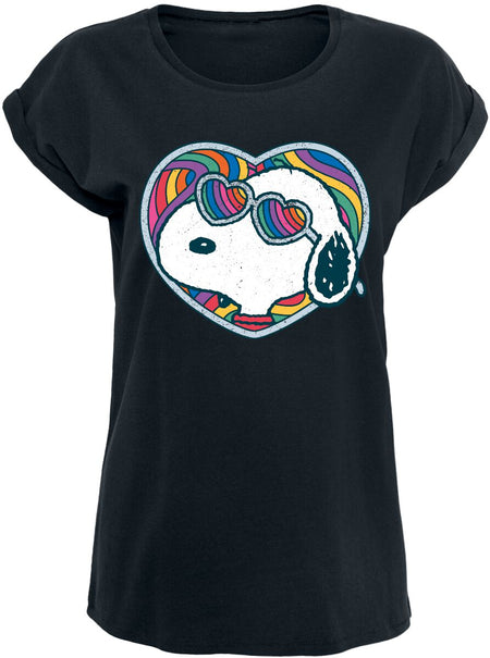 T-Shirt Manches courtes  de Snoopy - Snoopy - Rainbow Heart - S à XXL - pour Femme - noir - Snoopy