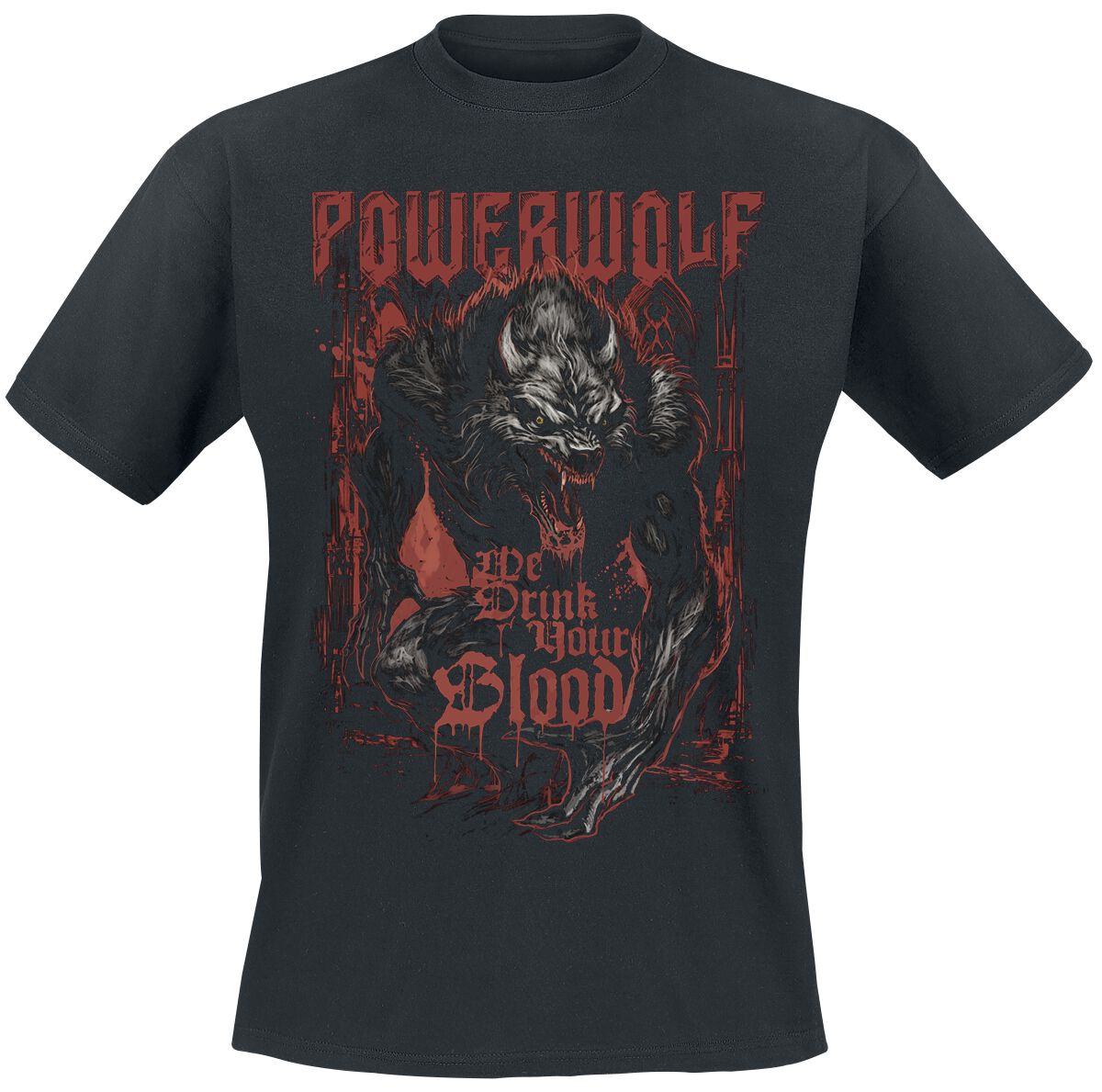 T-Shirt Manches courtes  de Powerwolf - We Drink Your Blood - S à 5XL - pour Homme - noir - Powerwolf