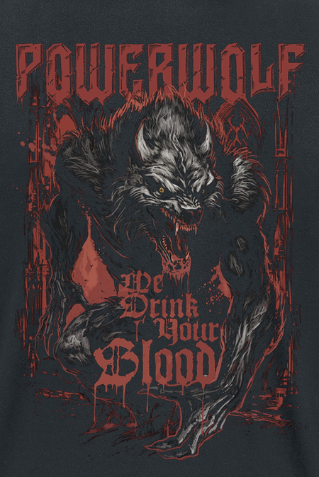 T-Shirt Manches courtes  de Powerwolf - We Drink Your Blood - S à 5XL - pour Homme - noir - Powerwolf - View 2