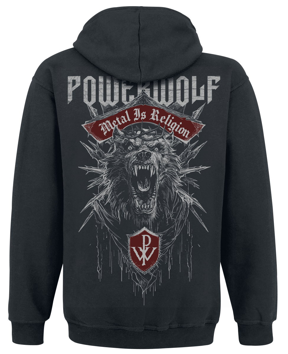 Sweat-shirt à capuche  de Powerwolf - Chaos Crest - S à XXL - pour Homme - noir - Powerwolf - View 2