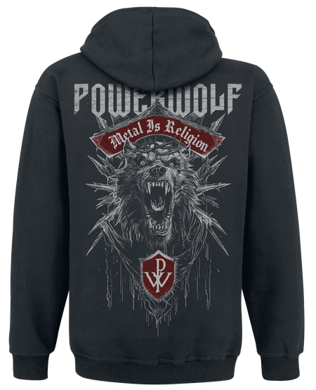 Sweat-shirt à capuche  de Powerwolf - Chaos Crest - S à XXL - pour Homme - noir - Powerwolf - View 2