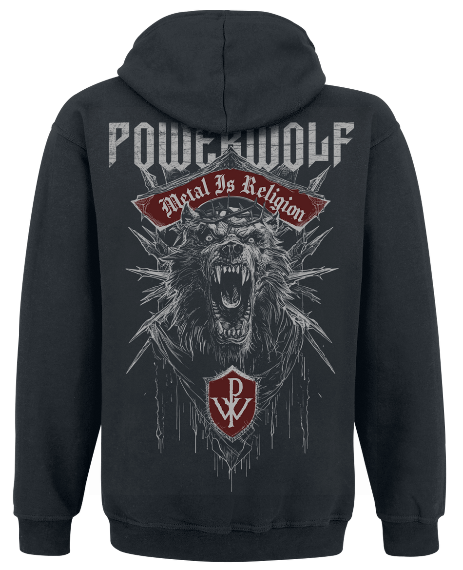 Sweat-shirt à capuche  de Powerwolf - Chaos Crest - S à XXL - pour Homme - noir - Powerwolf - View 2