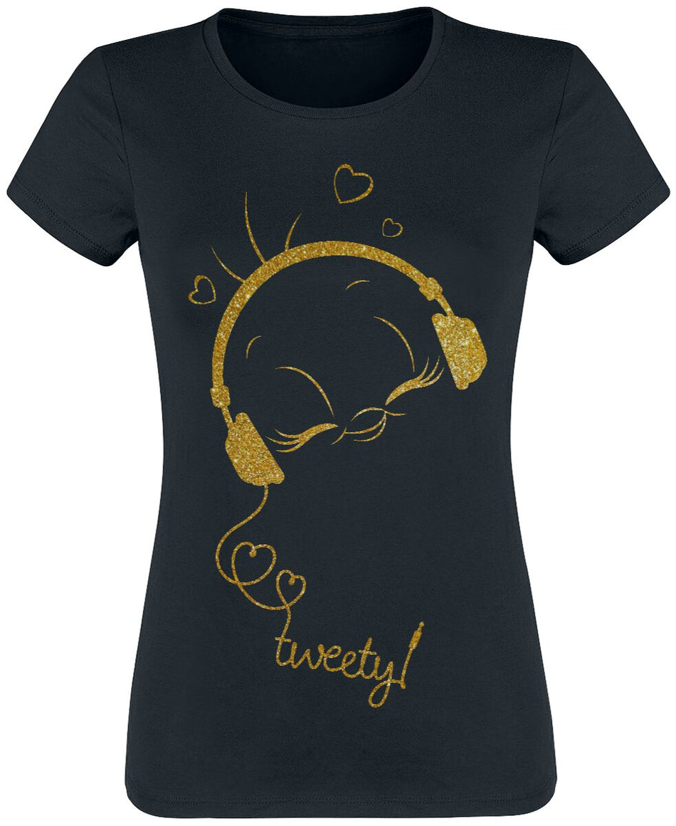 T-Shirt Manches courtes  de Looney Tunes - Tweety - Music - S à XXL - pour Femme - noir - Looney Tunes