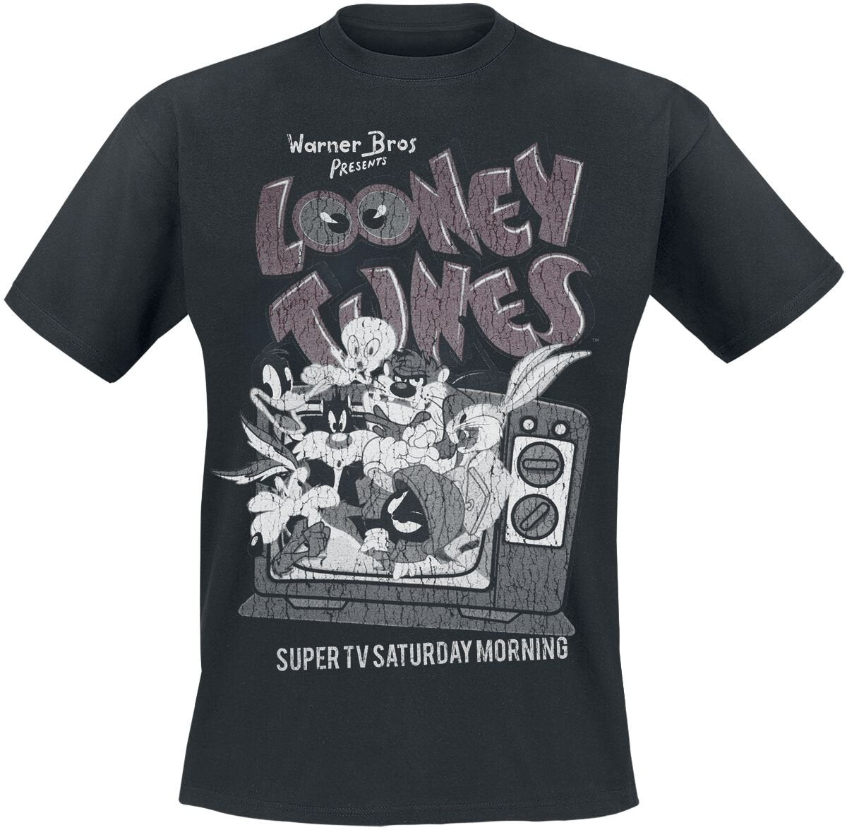 T-Shirt Manches courtes  de Looney Tunes - Super TV Saturday Morning - XL - pour Homme - noir - Looney Tunes