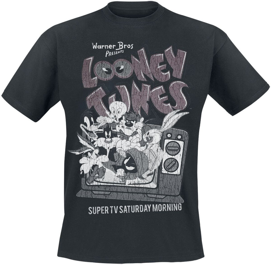 T-Shirt Manches courtes  de Looney Tunes - Super TV Saturday Morning - XL - pour Homme - noir - Looney Tunes
