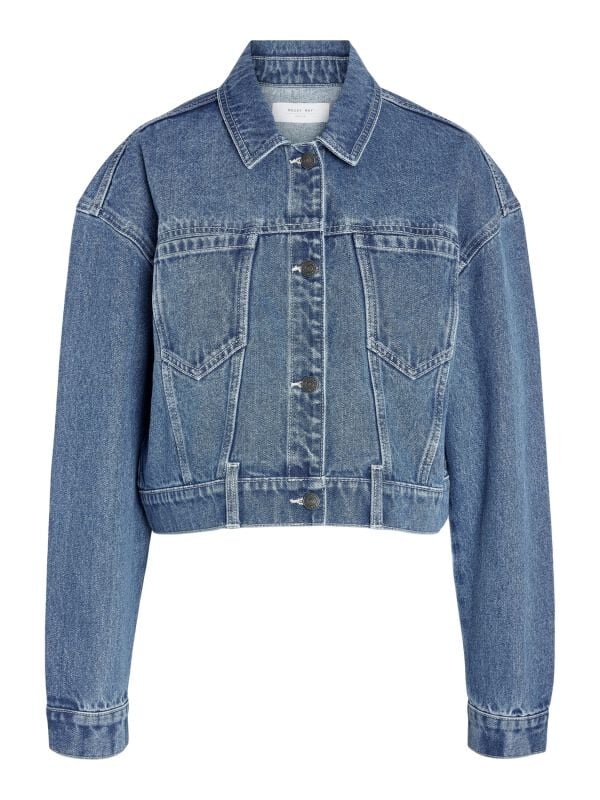 Veste en Jean  de Noisy May - NMRONJA L/S CROP DNM JACKET VI433MB NOOS - S à XL - pour Femme - bleu - Noisy May