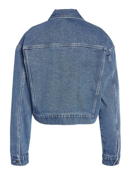 Veste en Jean  de Noisy May - NMRONJA L/S CROP DNM JACKET VI433MB NOOS - S à XL - pour Femme - bleu - Noisy May - View 2