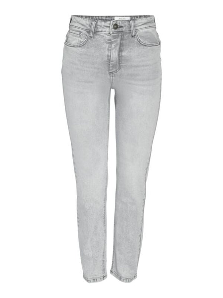 Jean  de Noisy May - NMMONI HW STRAGHT ANK JEANS AZ277LG NOOS - W25L30 - pour Femme - gris - Noisy May