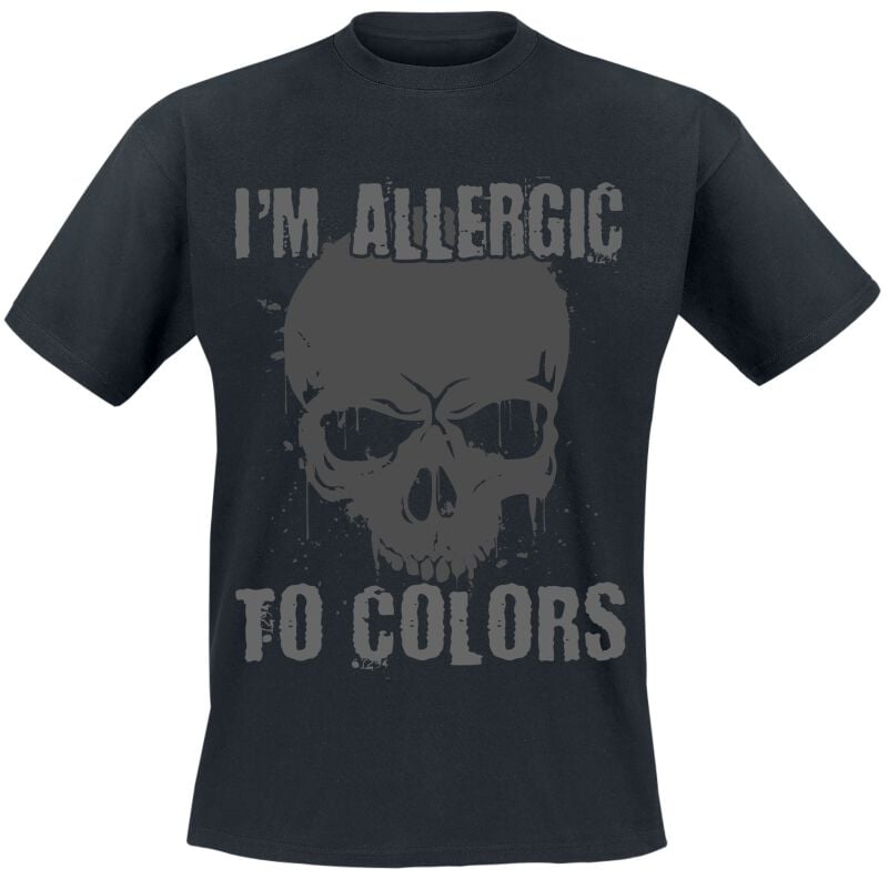 T-Shirt Manches courtes Fun de Slogans - I'm Allergic To Colors - M à 3XL - pour Homme - noir - Slogans