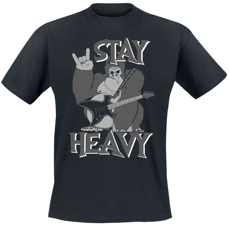 T-Shirt Manches courtes Fun de Tierisch - Stay Heavy - M à L - pour Homme - noir - Tierisch