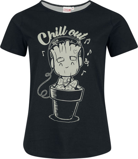 T-Shirt Manches courtes Disney de Les Gardiens De La Galaxie - Groot - Chill Out - S à XXL - pour Femme - noir - Les Gardiens De La Galaxie
