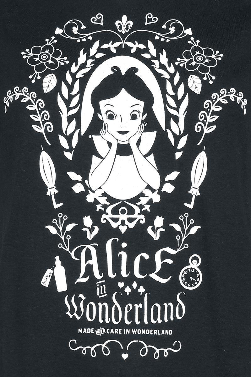 T-Shirt Manches courtes Disney de Alice Au Pays Des Merveilles - Miroir - S à XXL - pour Femme - noir - Alice Au Pays Des Merveilles - View 2