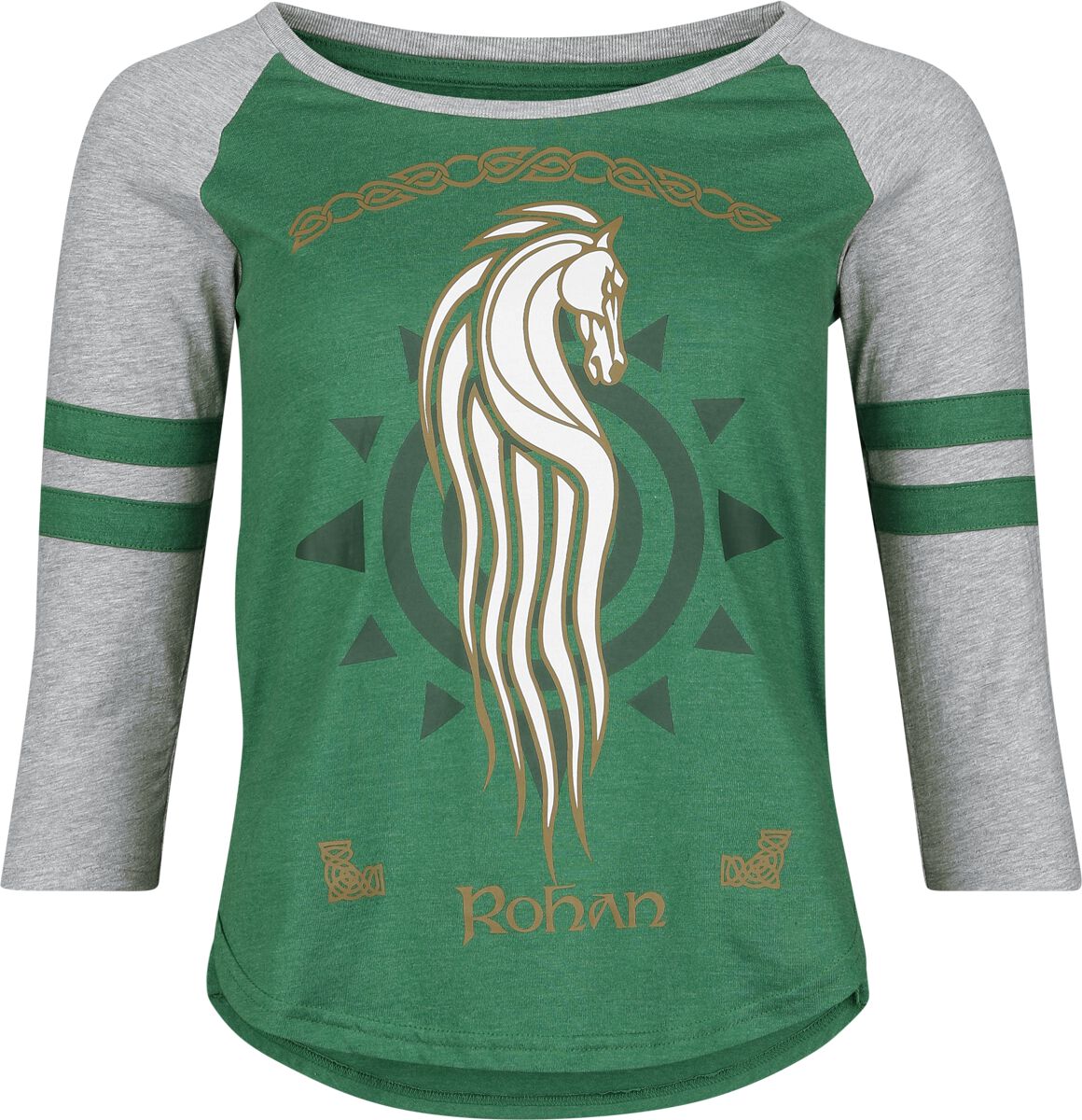 T-shirt manches longues  de Le Seigneur Des Anneaux - Rohan - S à XXL - pour Femme - vert/gris - Le Seigneur Des Anneaux