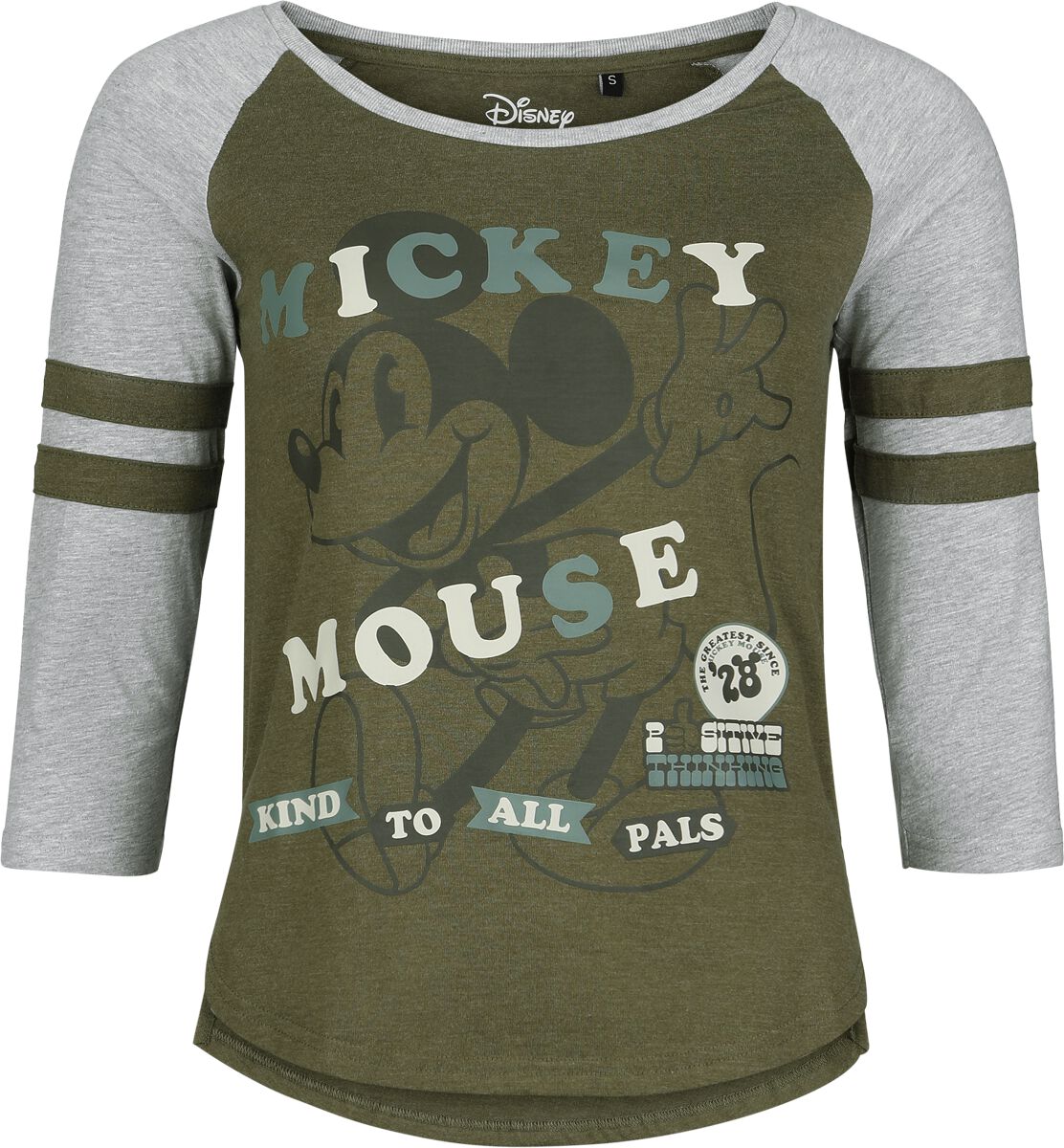 T-shirt manches longues Disney de Mickey & Minnie Mouse - Kind To All Pals - M à XXL - pour Femme - vert/gris - Mickey & Minnie Mouse