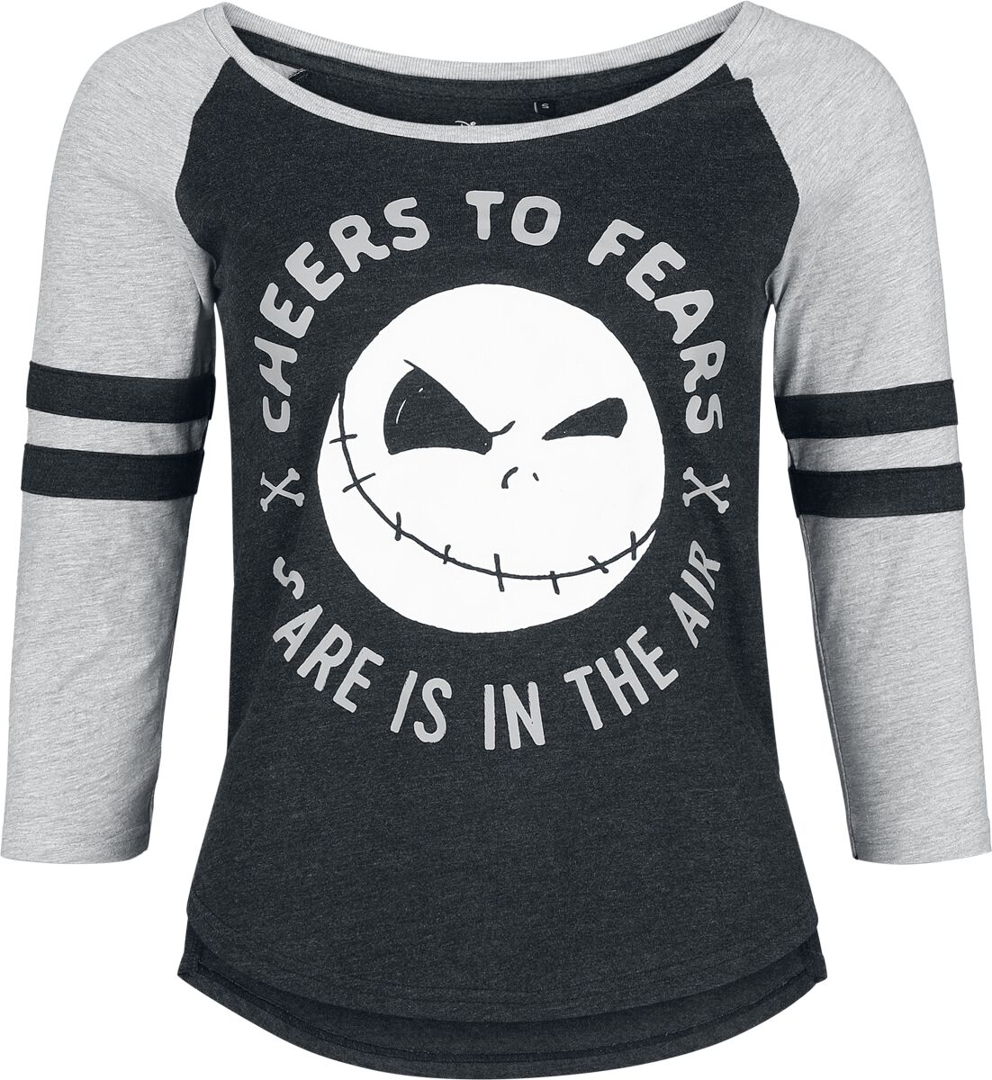 T-shirt manches longues Disney de L'Étrange Noël De Monsieur Jack - Jack - Cheers To Fears - Scare Is In The Air - S à XXL - pour Femme - noir/gris - L'Étrange Noël De Monsieur Jack