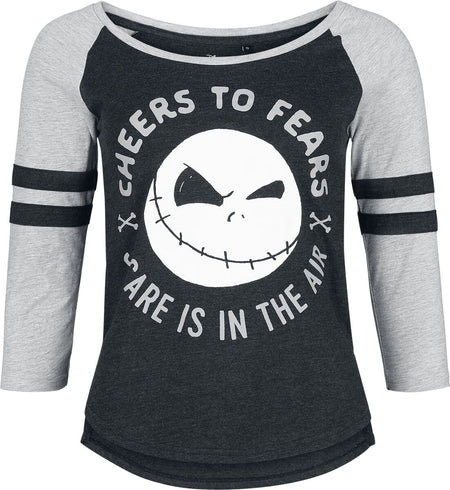 T-shirt manches longues Disney de L'Étrange Noël De Monsieur Jack - Jack - Cheers To Fears - Scare Is In The Air - S à XXL - pour Femme - noir/gris - L'Étrange Noël De Monsieur Jack