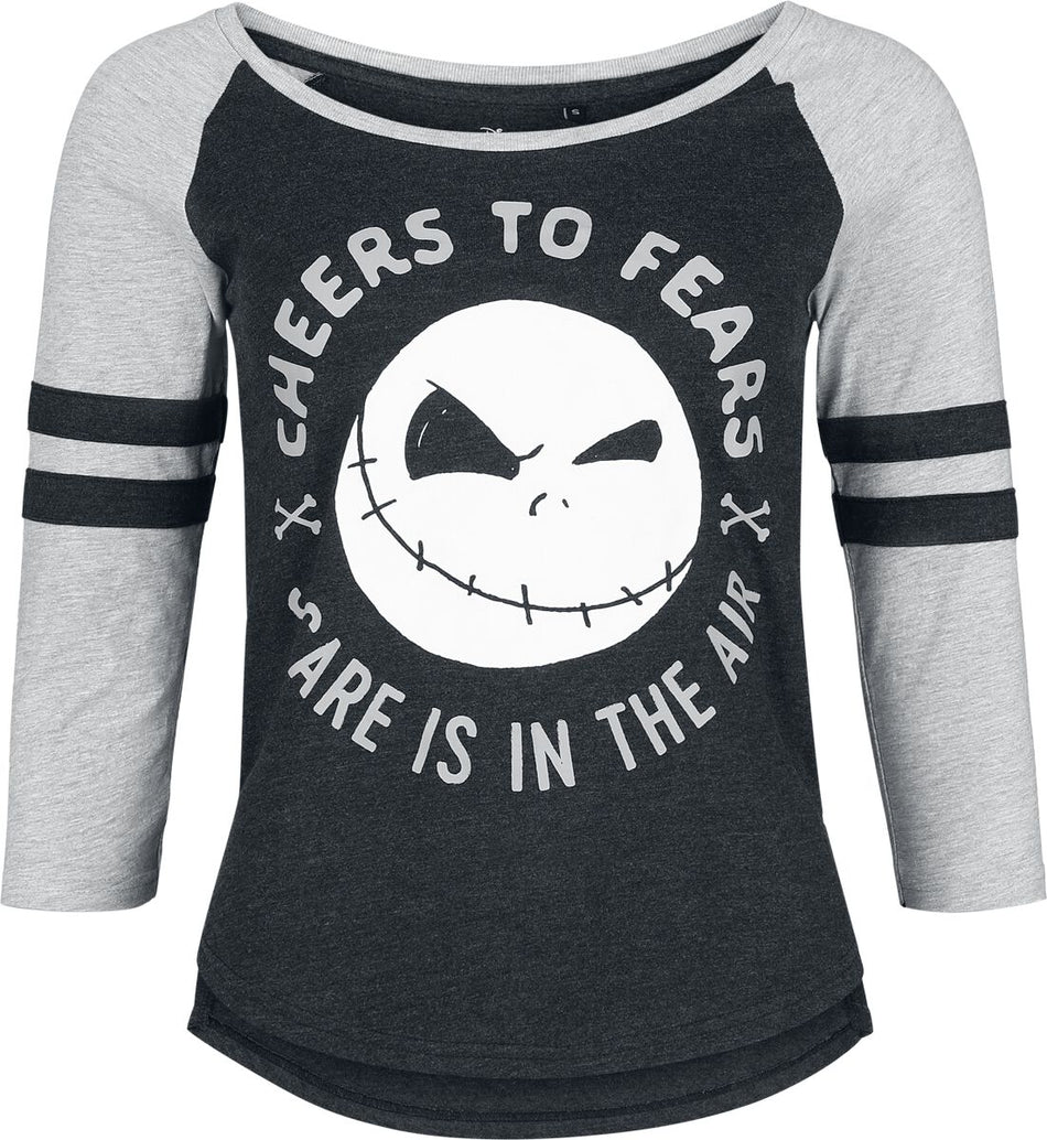 T-shirt manches longues Disney de L'Étrange Noël De Monsieur Jack - Jack - Cheers To Fears - Scare Is In The Air - S à XXL - pour Femme - noir/gris - L'Étrange Noël De Monsieur Jack