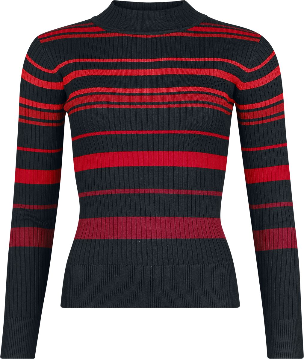 Pull tricoté Gothic de Jawbreaker - High Neck Red Shades Stripe - XS à XXL - pour Femme - noir/rouge - Jawbreaker