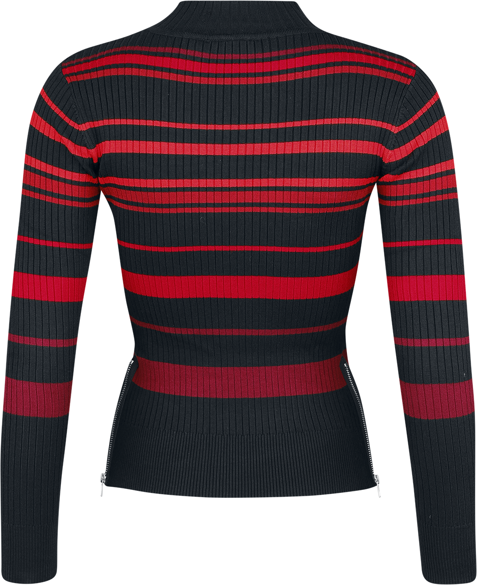 Pull tricoté Gothic de Jawbreaker - High Neck Red Shades Stripe - XS à XXL - pour Femme - noir/rouge - Jawbreaker - View 2