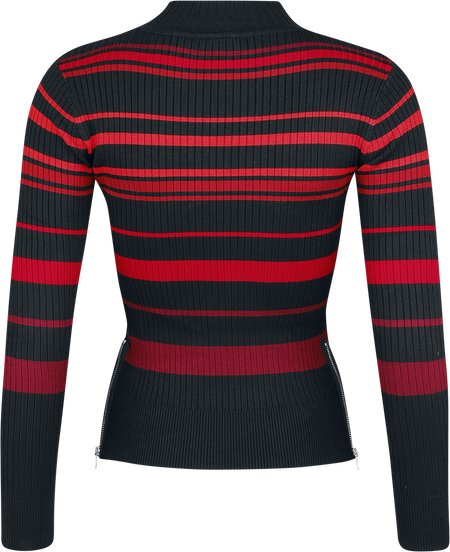 Pull tricoté Gothic de Jawbreaker - High Neck Red Shades Stripe - XS à XXL - pour Femme - noir/rouge - Jawbreaker - View 2