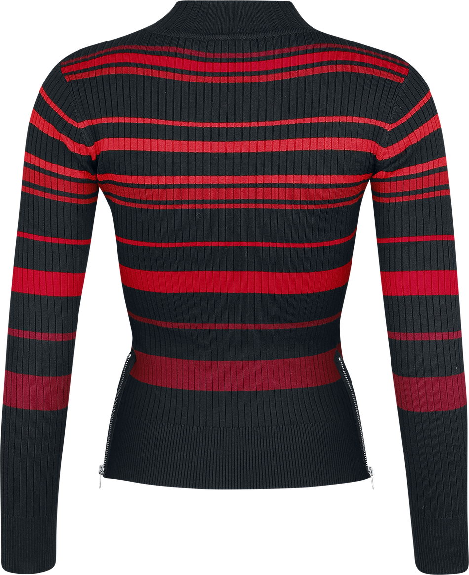 Pull tricoté Gothic de Jawbreaker - High Neck Red Shades Stripe - XS à XXL - pour Femme - noir/rouge - Jawbreaker - View 2