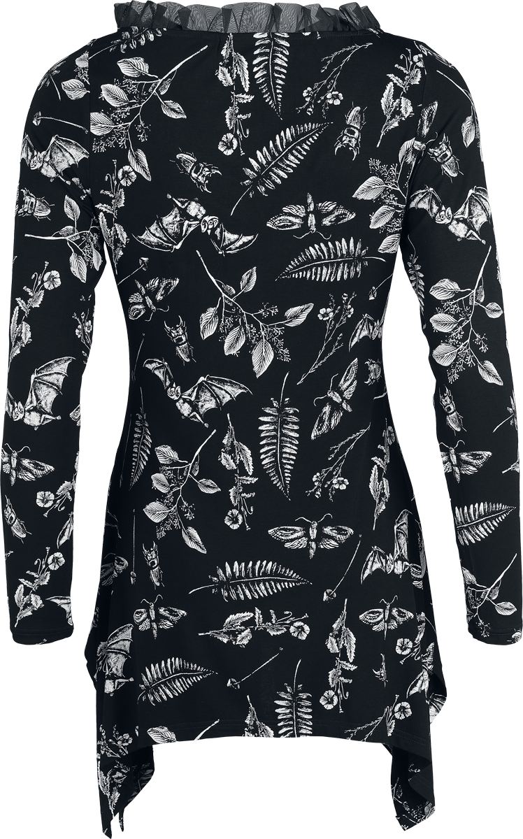 T-shirt manches longues Gothic de Jawbreaker - Herbat Bat Blouse - XS à L - pour Femme - noir/blanc - Jawbreaker - View 2