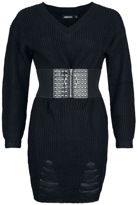 Robe courte Gothic de Jawbreaker - Ripped Knitted Mini Dress - XS à XXL - pour Femme - noir - Jawbreaker