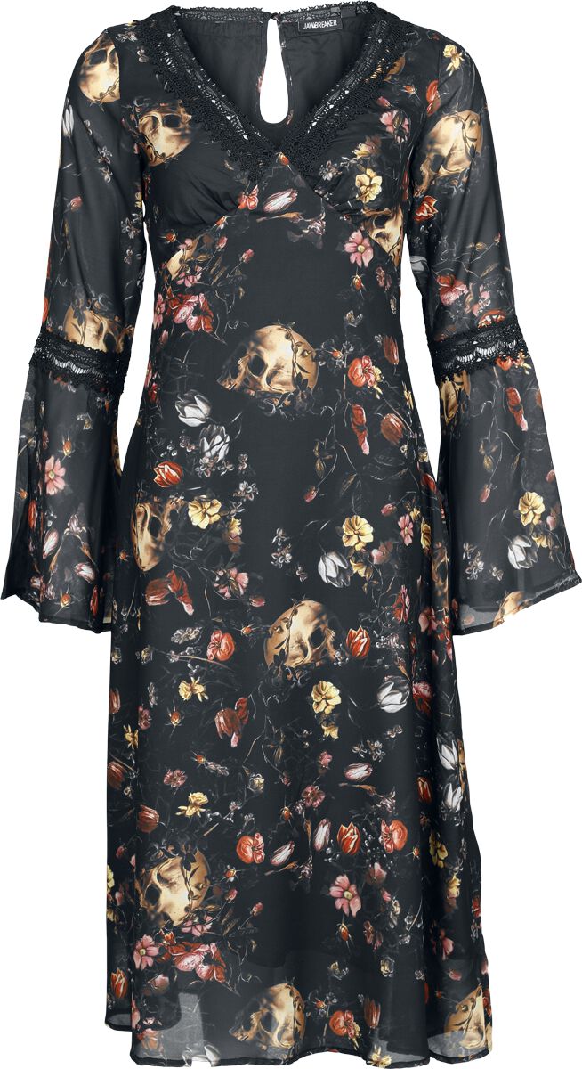 Robe mi-longue Gothic de Jawbreaker - Garden Of Skull Midi Chiffon Dress - XS à 4XL - pour Femme - multicolore - Jawbreaker