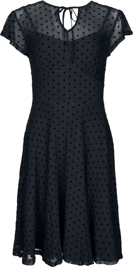 Robe mi-longue Rockabilly de Voodoo Vixen - Robe Évasée à Pois - XS à S - pour Femme - noir - Voodoo Vixen