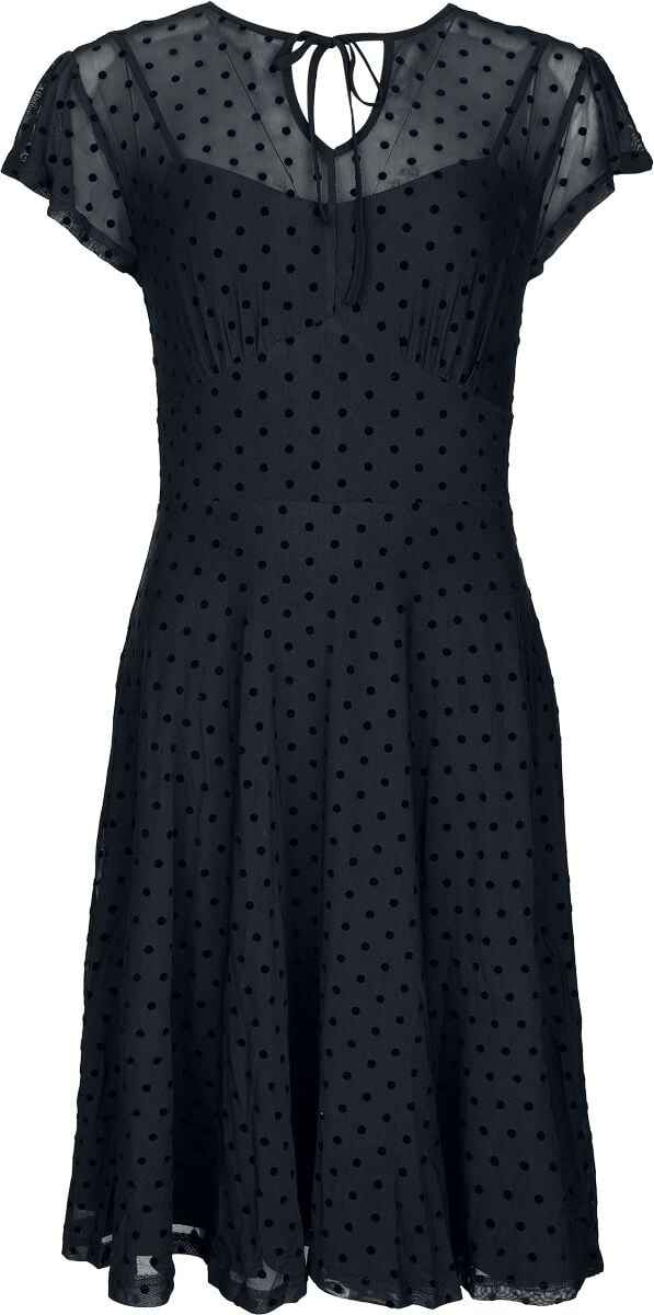 Robe mi-longue Rockabilly de Voodoo Vixen - Robe Évasée à Pois - XS à S - pour Femme - noir - Voodoo Vixen