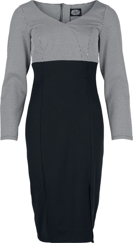 Robe mi-longue Rockabilly de H&R London - Robe Noir-Gris - XS à S - pour Femme - noir/blanc - H&R London