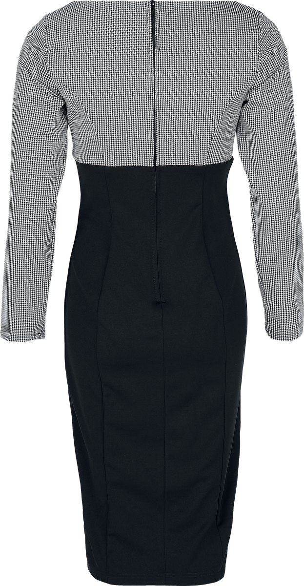 Robe mi-longue Rockabilly de H&R London - Robe Noir-Gris - XS à S - pour Femme - noir/blanc - H&R London - View 2