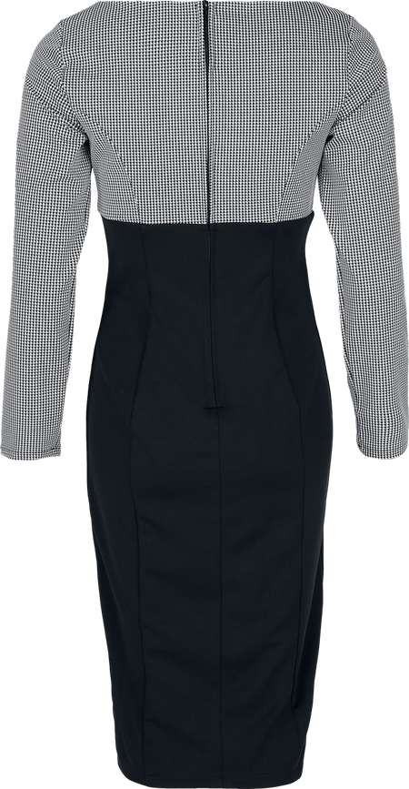 Robe mi-longue Rockabilly de H&R London - Robe Noir-Gris - XS à S - pour Femme - noir/blanc - H&R London - View 2