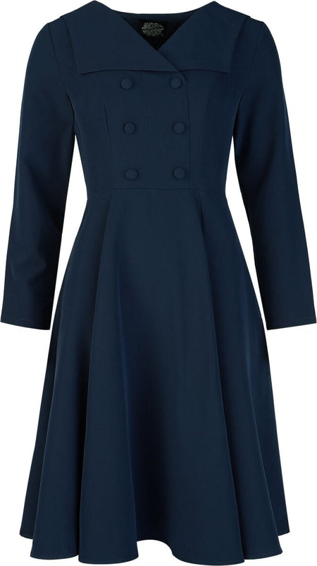 Robe mi-longue Rockabilly de H&R London - Maria Swing Dress - XS à S - pour Femme - bleu - H&R London