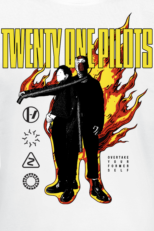T-Shirt Manches courtes  de twenty one pilots - On Fire - S à XXL - pour Homme - blanc - twenty one pilots - View 2