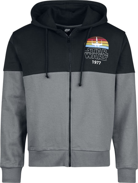 Sweat-shirt zippé à capuche Disney de Star Wars - X- Wing - 1977 - S à XXL - pour Homme - gris/noir - Star Wars