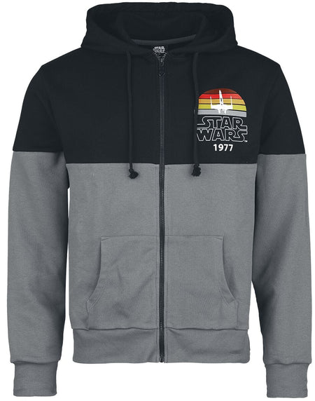 Sweat-shirt zippé à capuche Disney de Star Wars - X- Wing - 1977 - S à XXL - pour Homme - gris/noir - Star Wars
