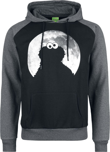 Sweat-shirt à capuche  de Sesame Street - Krümelmonster - Moonlight - Cookie Monster - S à XXL - pour Homme - noir/gris - Sesame Street