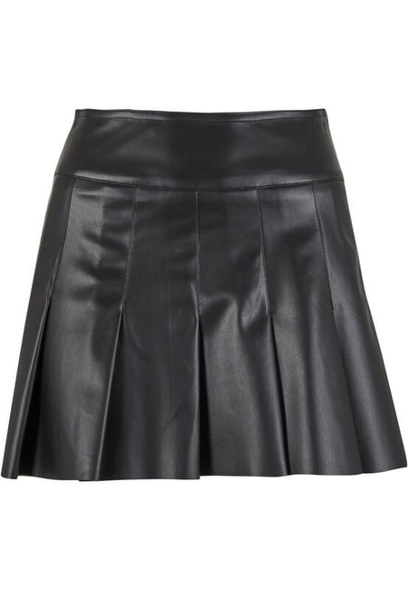 Jupe courte  de Urban Classics - Jupe Plissée Simili-cuir - XS à XL - pour Femme - noir - Urban Classics