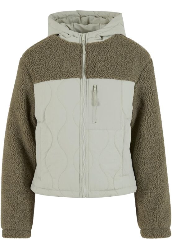 Veste mi-saison  de Urban Classics - Ladies Sherpa Crinkle Nylon Mix Jacket - XS à S - pour Femme - vert - Urban Classics
