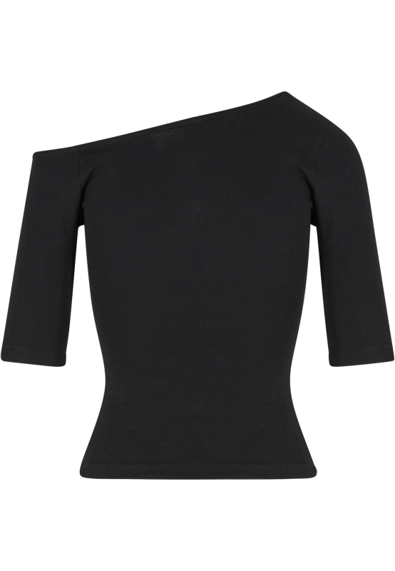 T-shirt manches longues  de Urban Classics - T-Shirt Asymétrique Côtelé Bio - XS à S - pour Femme - noir - Urban Classics - View 2