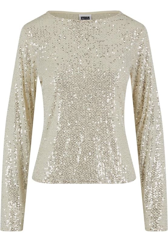 T-shirt manches longues  de Urban Classics - Haut Manches Longues Sequins - S à XL - pour Femme - blanc cassé - Urban Classics