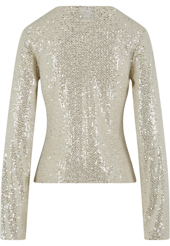 T-shirt manches longues  de Urban Classics - Haut Manches Longues Sequins - S à XL - pour Femme - blanc cassé - Urban Classics - View 2