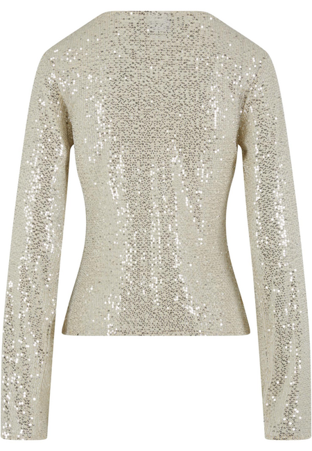 T-shirt manches longues  de Urban Classics - Haut Manches Longues Sequins - S à XL - pour Femme - blanc cassé - Urban Classics - View 2