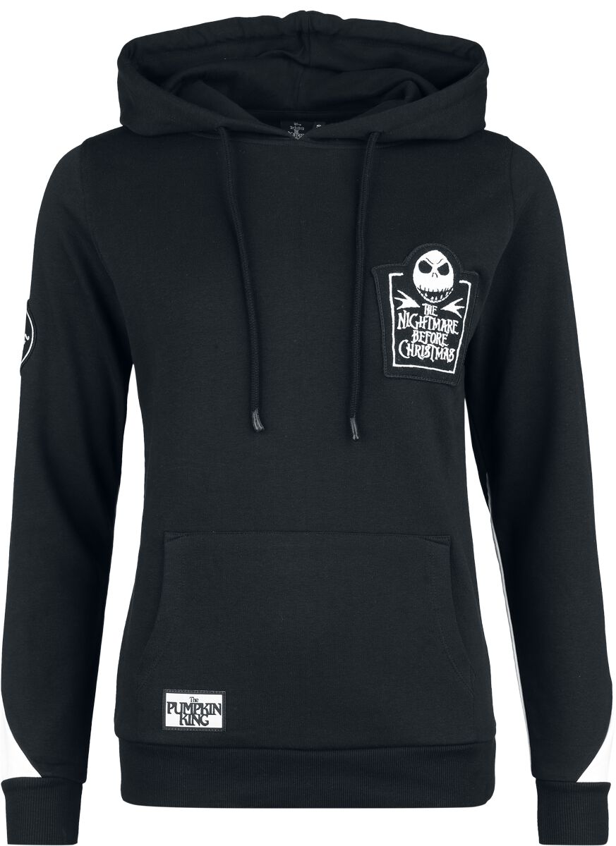 Sweat-shirt à capuche Disney de L'Étrange Noël De Monsieur Jack - Here Comes Jack - S à XXL - pour Femme - noir/blanc - L'Étrange Noël De Monsieur Jack