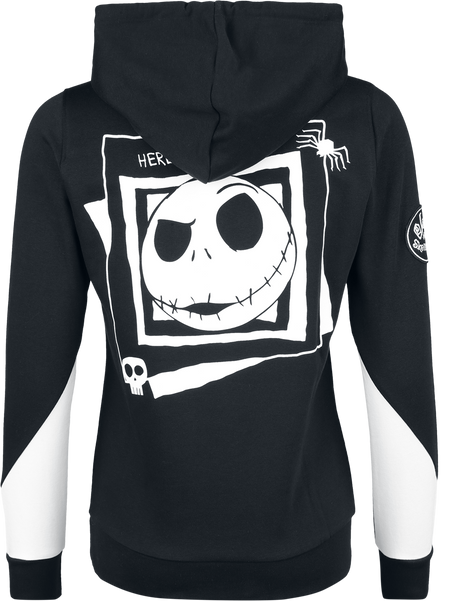 Sweat-shirt à capuche Disney de L'Étrange Noël De Monsieur Jack - Here Comes Jack - S à XXL - pour Femme - noir/blanc - L'Étrange Noël De Monsieur Jack - View 2