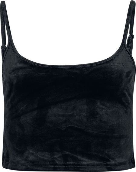 Top  de Urban Classics - Crop Top Velours - XS à 5XL - pour Femme - noir - Urban Classics