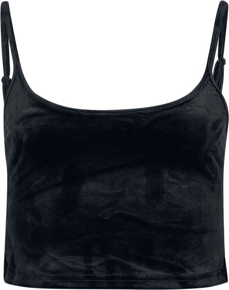 Top  de Urban Classics - Crop Top Velours - XS à 5XL - pour Femme - noir - Urban Classics